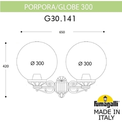 Настенный фонарь уличный GLOBE 300 G30.141.000.BXF1R