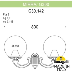Настенный фонарь уличный GLOBE 300 G30.142.000.BXF1R