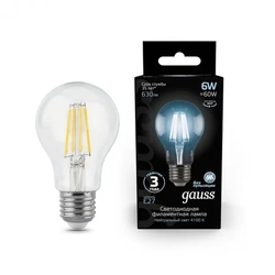 Лампочка LED Filament A60 E27 6W 4100К 1/10/40 102802206