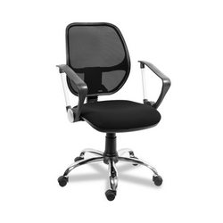 Кресло для персонала Марс РС 900 Хром комфорт, сетка черный, ткань черный В-14
