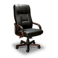 Кресло для руководителя BONN A LX, орех темный, кожа черная