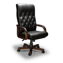 Кресло для руководителя OXFORD A LX, орех Тай, кожа черная
