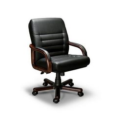 Кресло для руководителя MYRA B LX, орех темный, кожа черная
