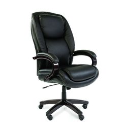 Офисное кресло Chairman 408, кожа+PU, черн.