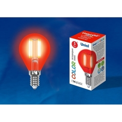 Лампочка светодиодная LED-G45-5W/RED/E14 GLA02RD картон