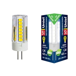 Лампочка светодиодная LED-JC-220/5W/4000K/G4/CL GLZ09TR картон