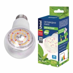 Лампочка светодиодная для растений LED-A60-15W/SPFB/E27/CL PLP30WH