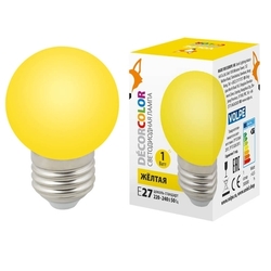 Лампочка светодиодная LED-G45-1W/YELLOW/E27/FR/С